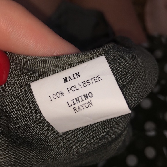 Army green and white polka dot long sleeve dress - Picture 6 of 7